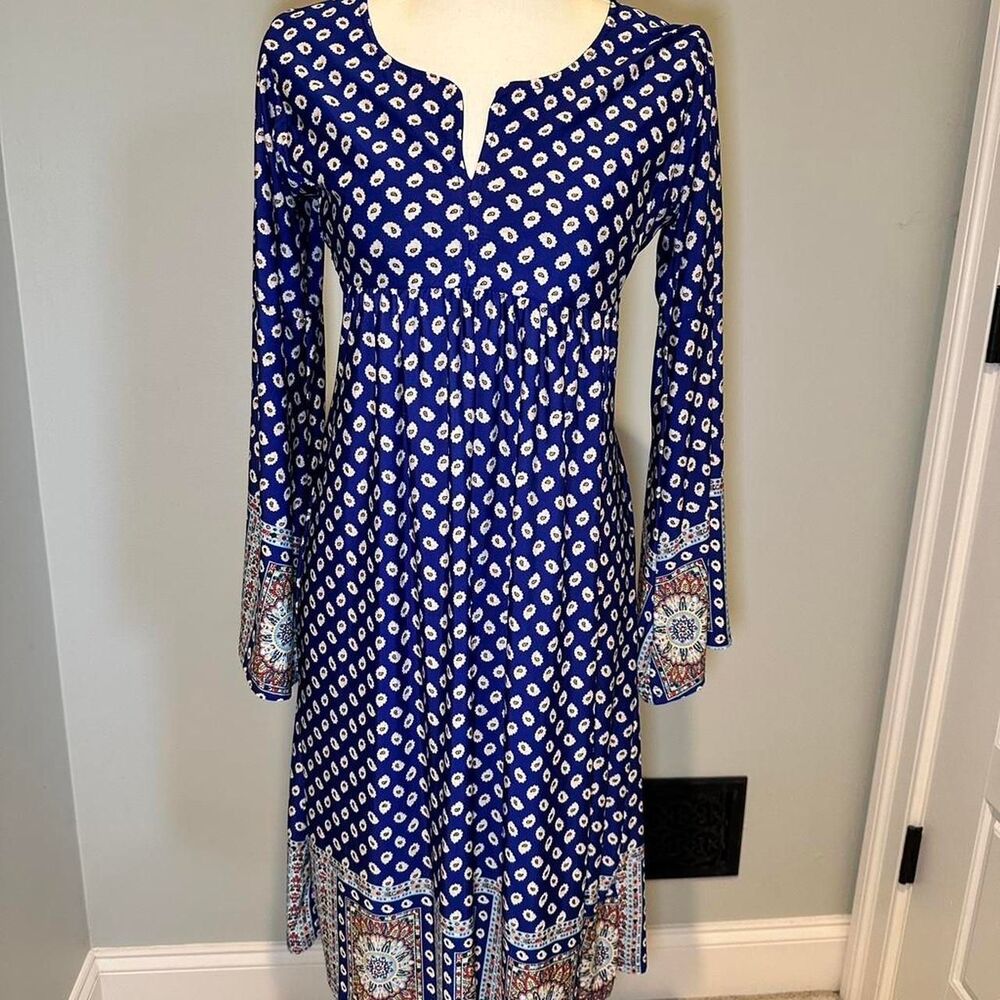 Reborn Boho Dress Women's Midi Paisley Print Small